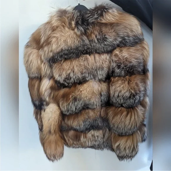 Saks Fifth Avenue Teddy Jacket in Brown and Black Plush Fur - Picture 2 of 6